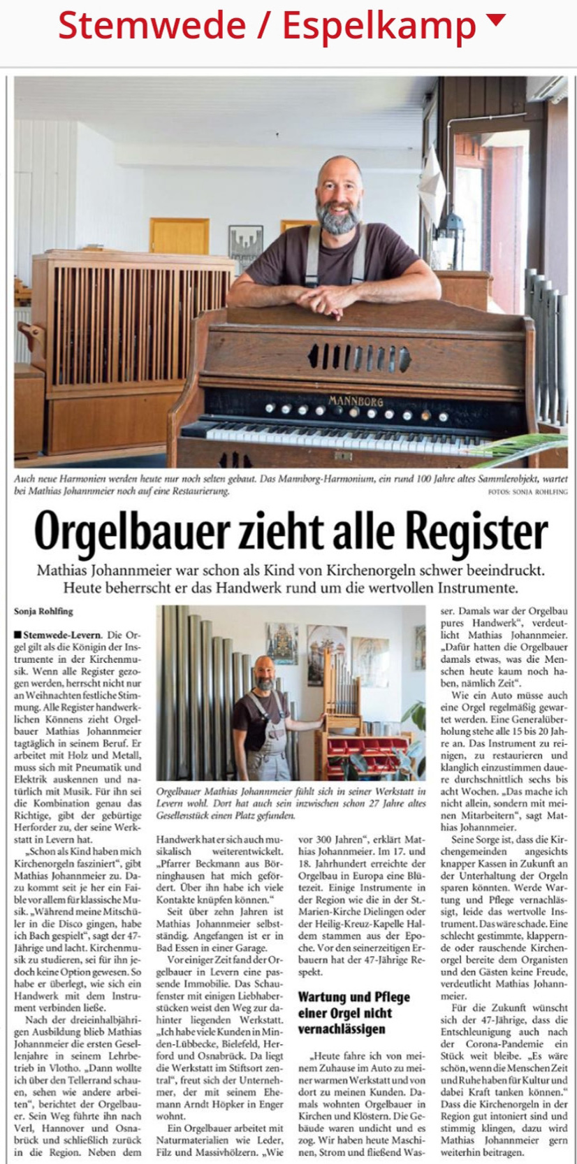 Neue Westfälische vom 19.12.2020 - Teil Stemwede/Espelkamp